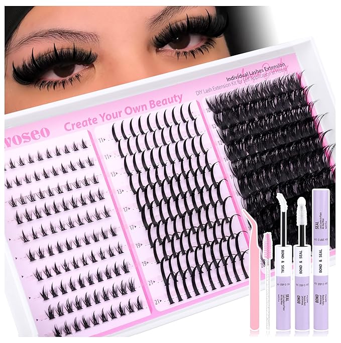 wiwoseo Spiky Lash Clusters with Bottom Lashes Clusters Kit Volume Lash Spikes Cluster Eyelash Extensions Kit Mink Eyelash Clusters Spiky Cluster Lashes Clusters with Bond and Seal(Bottom+Spikes+100D)