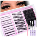 wiwoseo Spiky Lash Clusters with Bottom Lashes Clusters Kit Volume Lash Spikes Cluster Eyelash Extensions Kit Mink Eyelash Clusters Spiky Cluster Lashes Clusters with Bond and Seal(Bottom+Spikes+100D)