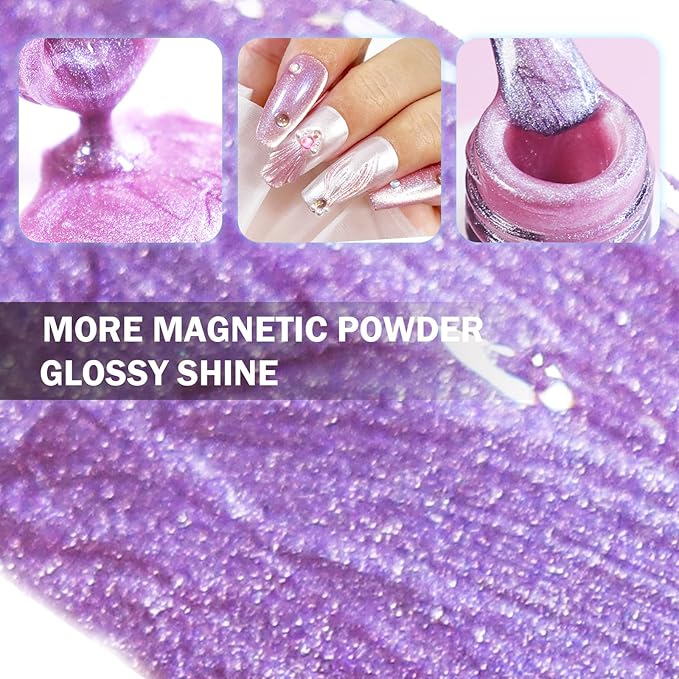 VARNAIL Cat Eye Gel Polish Kit 6 Colors, 15ML Glitter 9D Holographic Gel Polish with Magnet, Soak off U V Light Gel Nail Polish Set, Salon Magnetic Gel Nail Polish (Dreamcatcher)