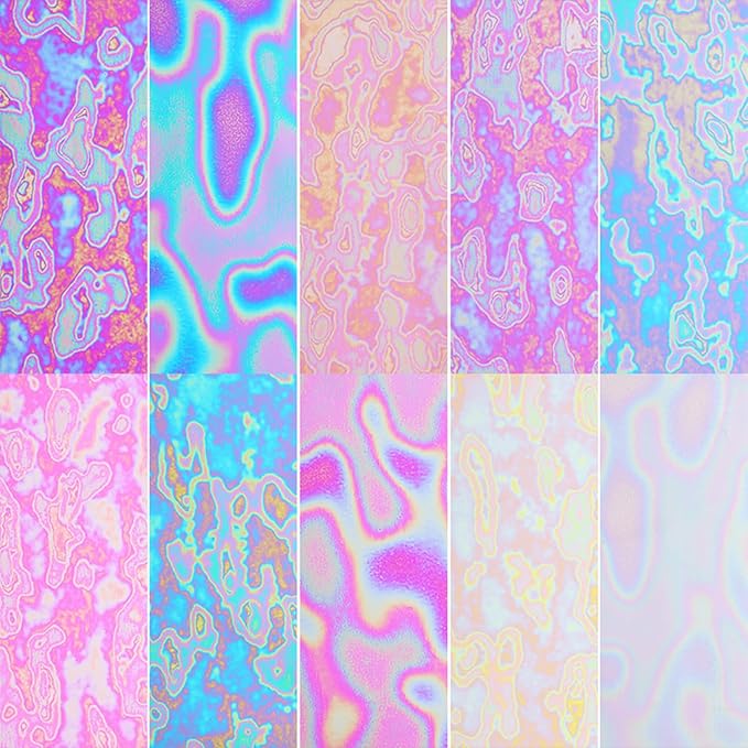 JERCLITY 10 Rolls Aurora Iridescence Nail Foil Transfer Sticker Kit Holographic Decals Laser Nail Foil Transfer Stickers Wraps