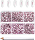 Beadsland 7200pcs Flatback Rhinestones,Pink Rhinestone Nail Gems Round Crystal for Crafts,Mixed 6 Sizes with Wax Pencil Kit, SS3-SS10,Light Rose/Light Pink