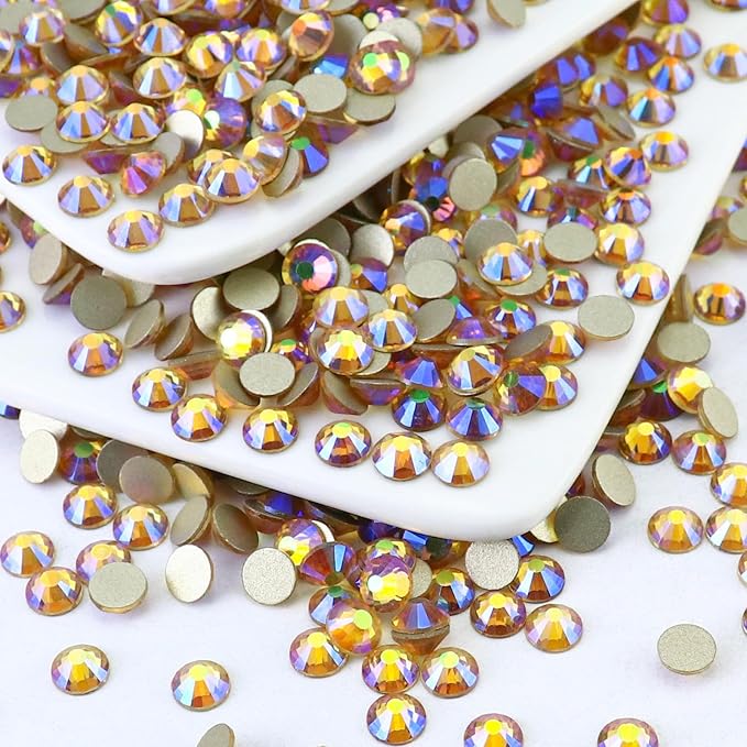 Flatback Crystal Rhinestones Round Gems for Nail Art and Craft Clothes Glue Fix, Shiny Purple (1.3-1.4mm) SS3/1440PCS