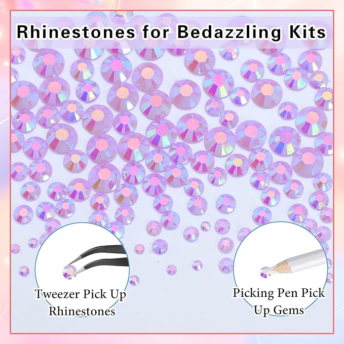 RODAKY Resin Jelly Rhinestones for Crafting Bedazzling,2-6MM Rhinestones for Nails Art,Light Purple AB Nail Rhinestone and Gems,Nail Diamond Flatback Gems Crystals Charms for Nail Design DIY Makeup