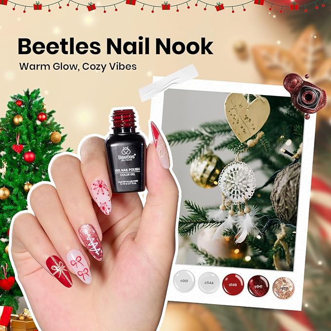 Beetles Gel Nail Polish Gift Set– Valentines Kaleidoscope 100 Vibrant Colors with Base & Top Coats Glitter Matte Glossy Finishes Cat Eye Pearl Nail Polish Nail Art Gift for Women Salon Home DIY Use