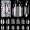 Extra Short Almond Soft Gel Nail Tips, BORNBYME 216 PCS Pre Buff Full Cover Shaped Nail Extenison Tips Half Matte Gel Nail Tips