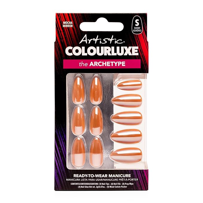 Artistic Colourluxe Press-On Tips - Kit Colourluxe Press-On Tips - Kits Nails - 30 Nails (Mocha Mirror, Kit)