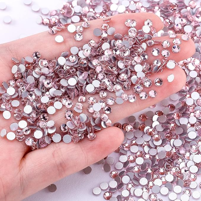 Novani Rhinestones 1440pcs SS20 Glass Rhinestones Crystal Flatback Gemstones for Crafts Nails Makeup Bags and Shoes Decoration（SS20, Pink）