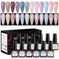 Reflective Glitter Gel Polish Christmas Pink Purple Brown Glitter Sparkly Shiny Disco DJ LED Gel Nail Polish Nail Varnish 12PCS 7ML