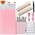 Quaferen Nail Brushes for Nail Art 39PCS Nail Brush Tools Set with Nail Stand Holder 2-in-1 Nail Art Palette Professional Acrylic Nail Brushes Kit for Beginners Home Salon