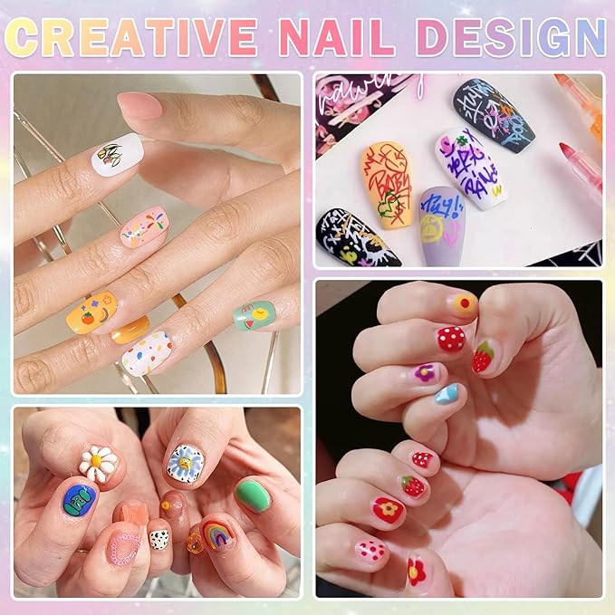 Nail Art Pens Set 3D Nail Polish Pens Acrylic Paint Nail Drawing Liner Graffiti Dotting Nail Art Pen Kit Tools for Professional Nail Art Design(12 Colors)