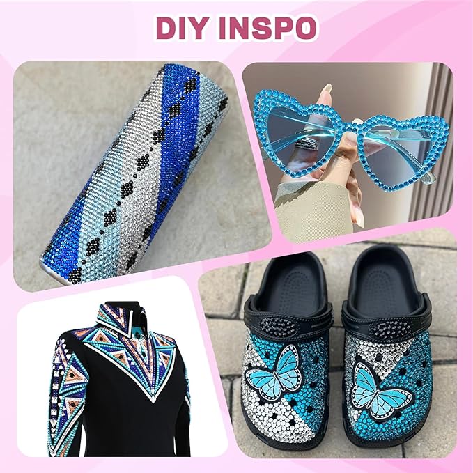 20000Pcs Blue Rhinestones for Bedazzling with 3Pcs B7000 Jewelry Glue, Resin Rhinestones for Crafting Crafts，Bedazzler Kit Flatback Gems for Clothing Shoes Tumblers Nail Art