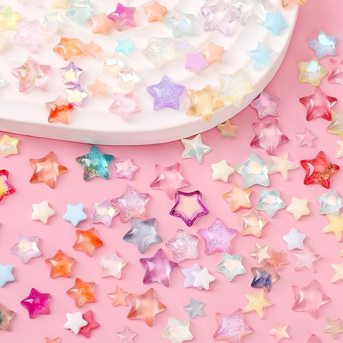 Stars Nail Art Charms, 3D Clear Five-Pointed Star Nail Glitter Designs, Pentagram Nail Art Rhinestone, Resin Star Nail Diamond Gems Supplies for Women Manicure, DIY Jewelry Making Crafts 1