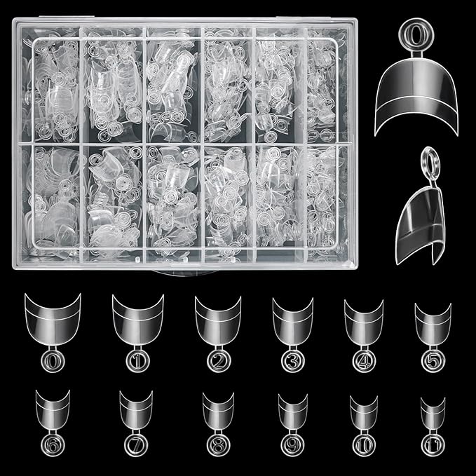 Buqikma 500PCS Short Nail Tips for Acrylic Nails - Clear False Short Artificial Tips for Manicure with Box（Pink Box with Tips）