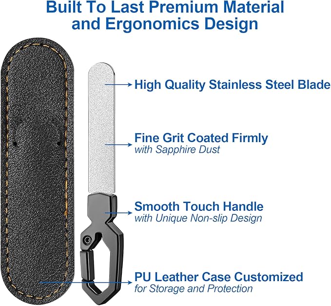 Metal Nail File with Keychain Handle, Stainless Steel Double-Sided Grit Fingernail File with Leather Case, Portable Nail Filer for Home, Travel & Gift Use