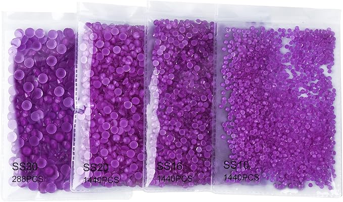 Blinginbox Flatback Rhinestones Round Gems, 1440pcs Luminous Series Glass Stones Neon Gems Non Hotfix Crystal Rhinestones for Nail Charms Crafts Clothes Tumblers,New Amethyst neon,SS10.