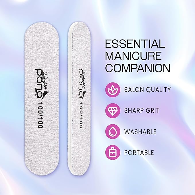 25pcs - PANA Mini Double-Sided Emery Nail File for Manicure, Pedicure, Natural, and Acrylic Nails - Zebra (Grit 100/100)