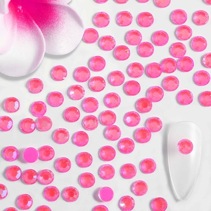Beadsland 1440pcs Flat Back Crystal Rhinestones Round Gems for Nail Art and Craft Glue Fix, Luminous Rose, SS6, 1.9-2.1mm