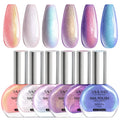 SAVILAND Pearl Nail Polish Set: Quick Dry 12-Free Aurora Nail Polish 6 Shimmer Purple Pink Blue Colors Fingernail Polish Set Summer Vegan Nail Toes Lacquer DIY Nail Art Home Use Christmas Gift Women