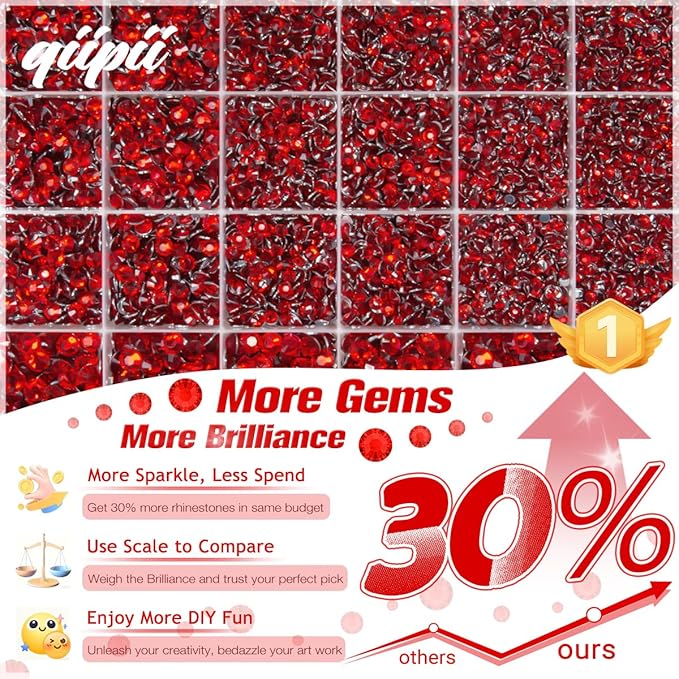 Red Crystal Resin Rhinestones w B7000 Jewelry Glue for Bedazzling Crafting 2mm-6mm Flatback Stones Ruby Diamonds Crystals Gems Bedazzler Kit for Nails Face Eyes Makeup Tumblers Bottles Crafts