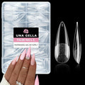 UNA GELLA Long Stiletto Gel Nail Tips: 216pcs Halloween Stiletto Almond Fake Nails Pre-Shape Long Almond Press Ons for Full Cover Acrylic French False Nails for Nail Extension DIY Salon 12 Sizes