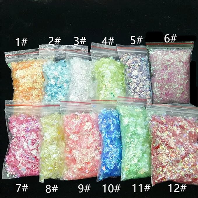 10 Pack Nail Shell Paper Broken Glass Mirror Sticker Nails Glitter Dust Shell Effect Foil Art Trend Shattered Ice Mylar Paper Nail Art Decoration Tools Laser Nail Foil(Random Color)