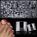 600pc Soft Gel Toe Nail Tips Short Fake Toenail Tips Square Fake Toe Nail Tips for Toes Press on Toeails, Clear False Toe Nail Press ons, 12 Sizes French Artificial Toe Tips Acrylic Nails