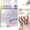 12 Color Nails Art Pen Set,Nails Art Markers for Gel Nails,DIY Nails Art Marker Drawing Painting Liner Pen,Nails Art Nail DIY Decoration for Kids (A-1 Set)