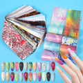 JERCLITY 300 Sheets Nail Foil Transfer Stickers Set Nail Foils Transfer Nail Art Marbling Starry Sky Leopard Print Aurora Iridescence Gradient Design for Women Girls Decoration