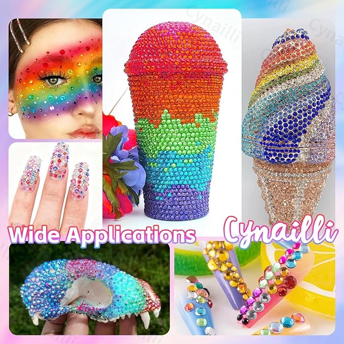 15 Grids Color Resin Bedazzling Rhinestones for Crafting, White Pink Red Purple Blue Rainbow Bedazzling Gems Kit, Jelly Resin Rhinestones for DIY Face Eyes Makeup Crafts Tumblers Bottles