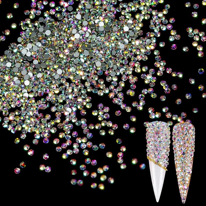 5760 Pieces Flatback Rhinestones for Nails 1.2MM Nail Rhinestones Gems Jewels Diamond Glass Mini AB Crystal Gemstones Bling Stones for Crafts Makeup Face Eyes
