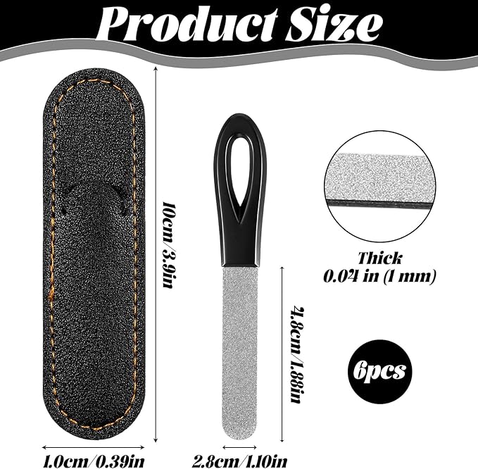 Nail File for Men - 3 Pack Metal Nail File Travel Fingernail Files Small Double Sided Fine Grit Stainless Steel Fingernail Files with Leather Case