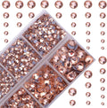 4000Pcs Mixed Size Hot Fix Round Crystals Gems Glass Stones Hotfix Flat Back Rhinestones (Champagne)