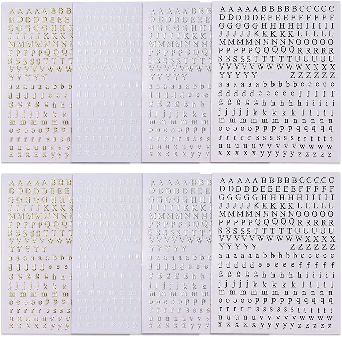 Letters Nail Art Stickers English Alphabet Nail Decals 3D Self-Adhesive Metallic Gold Silver Nail Sticker Black White Letter Nail Art Supplies for Women Girls DIY Pegatinas Uñas Manicure 8 Sheets…