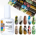 BURANO Nail Art Nail Foil Glue Gel, o.5 oz with 10PCS Foil Stickers Set Nail Foil Glue for Nails Foil Transfer Gel, Nail Design DIY UV LED Lamp Required (Snake 25)