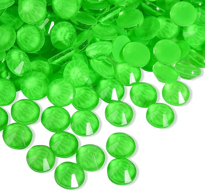 Blinginbox Flatback Rhinestones Round Gems, 1440pcs Luminous Series Glass Stones Neon Gems Non Hotfix Crystal Rhinestones for Nail Charms Crafts Clothes Tumblers,New Emerald Neon,SS16.