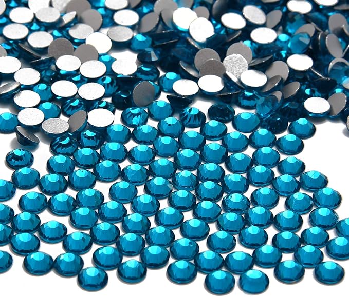 NCB 3000pcs Flatback Round Glass Nail Art Rhinestones Crystal for DIY Making Accessories Shoes, Clothes, Face Art, Bags, Manicure (Blue Zircon, SS3 3000pcs)