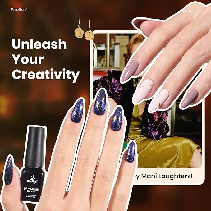 beetles Gel Polish Set - Gel Nail Polish Kit Gilded Veil 25 Colors Black White Burgundy Blue Nude Grey Green Glitters UV Led Nail Polish with Top Base Coat Soak off Nail Art Gift for Women