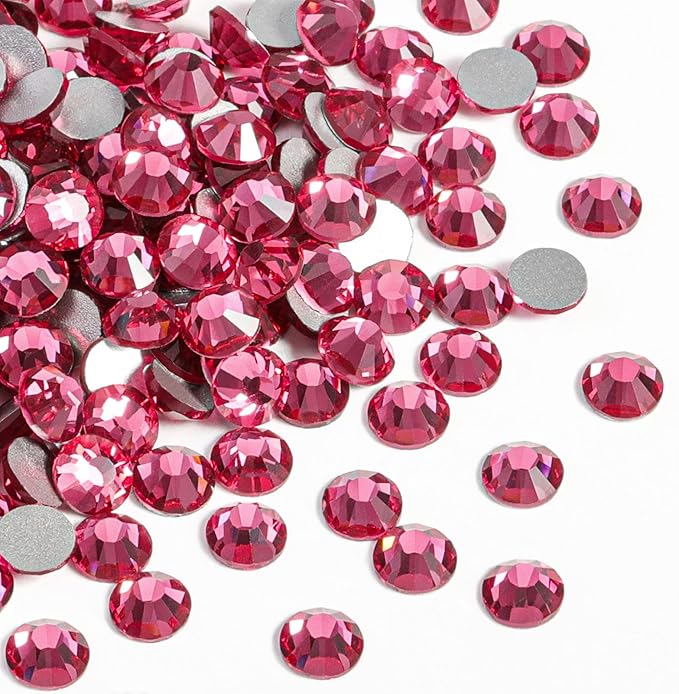Beadsland 2880pcs Flat Back Crystal Rhinestones Round Gems for Nail Art and Craft Glue Fix, Rose, SS20,4.6-4.8mm