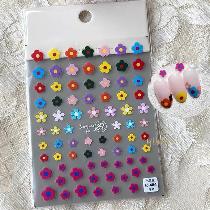 Dedyel Smile Nail Art Stickers Cute Nail Stickers Cartoon Nail Stickers 5D Embossed Smile Face Nail Stickers Kawaii Self-Adhesive Nail Stickers for Women Girls Kids Nail Art Decoration