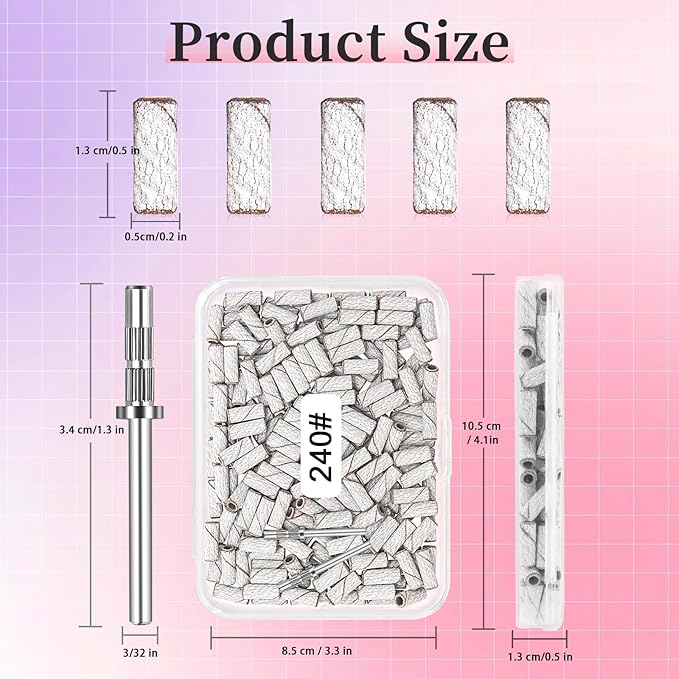 240 Grit Small Sanding Bands Nail Drill Bit, 200 Pcs 3.1 MM Mini Aluminum Oxide Sanding Bands for Nail, Extra Fine Grit, White, Compatible with Nail Drill Machine