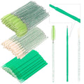 300 Pack Disposable Spoolies Brushes Sets Mascara Wand Lip Brushes Bamboo pole-shaped Handle Cotton Swab for Eyebrow Eyelash Extension Tattoo Lipstick Applicator(Green)