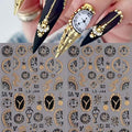 6 Sheets Christmas Nail Art Stickers 3D Gold Glitter Clock Nail Decals Self Adhesive Winter Nail Design Stickers New Year Nail Art Supplies Christmas Manicure Accessories for Women and Girls
