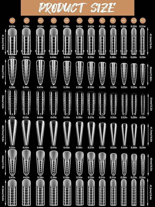 EBANKU 288PCS Poly Extension Gel Dual Nail Form, Stiletto Coffin Acrylic Nail Forms for French Nails, 76PCS Dual Forms French Sticker Silicone Pads, 6 Styles Scale for Manicure Extension