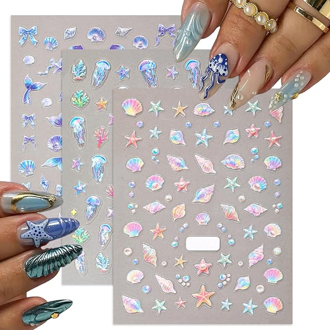 3 Sheets Jelly Planet Series Nail Stickers 5D Embossed Nail Art Stickers Space Nail Decals with Earth Moon Saturn Designs Cute DIY Self-Adhesive Nail Art Supplies