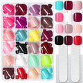 LoveOurHome Colored Press on Toenails Short Square Fake Toe Nails Tips Glossy Full Cover Artificial False Toenail French Pedicure Decor 24 Colors for Women Teen Girls