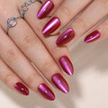 Gel Press On Nails Short - Almond Press On Nails, Short Fake Nails with Nail Glue, Artificial Nails 16 Sizes - 32Pcs Reusable Soft Gel False Nails Tips Kit，Glue On Nails Short（Purple Red）