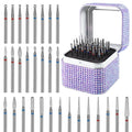30PCS Cuticle Nail Drill Bits Set with Holder Case, Professional 3/32 Inch Diamond Nail Bits Kit for Nail Drill Machine, Manicure Pedicure Remover Tools Efile Tip for Acrylic Gel Nails, Salon Home