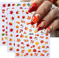 Fall Nail Stickers 5D Embossed Nail Art Stickers Autumn Nail Decals with Fox Maple Leaves Pumpkin Pinecone Designs Cute DIY Self-Adhesive Nail Art Supplies 3 Sheet