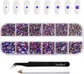 Beadsland Rhinestones for Makeup,8 Sizes 2500pcs Purple Flatback Rhinestones Eye Gems for Nails Crafts with Tweezers and Wax Pencil,Purple Velvet,SS4-SS30