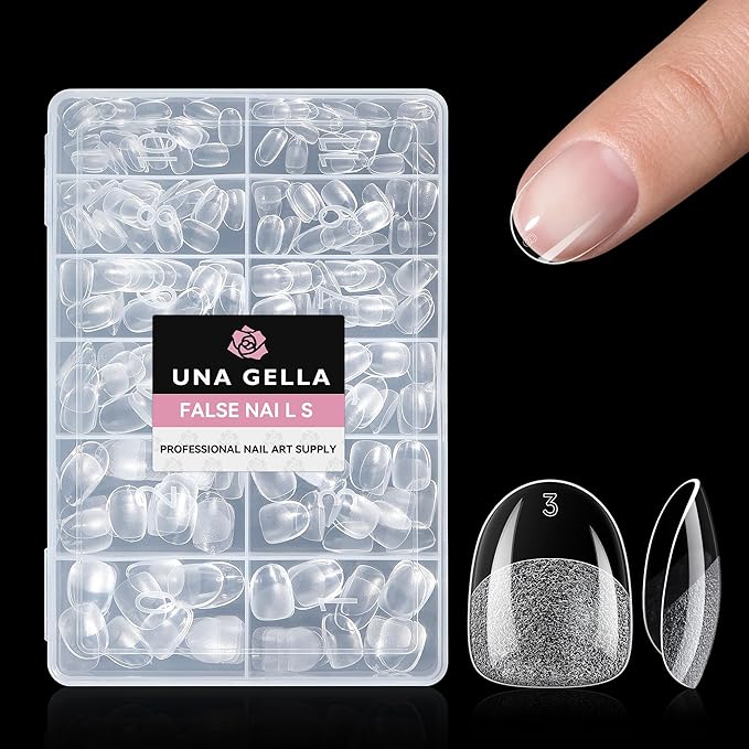 UNA GELLA Extra Short Oval Round Nail Tips, Pre-Shape 312pcs Short Gel Nail Tips Press on Nails Full Cover Oval Fake False Nails for Nails Extension DIY Salon at Home 12 Sizes